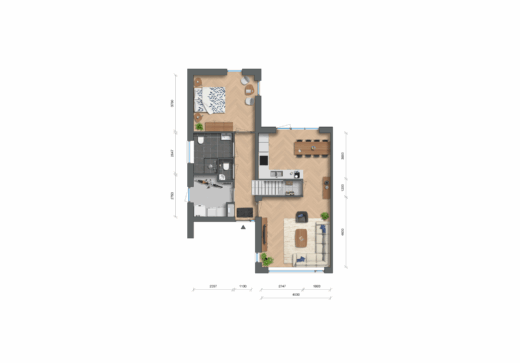 Begane grond - bnr 21 t/m 24 (getekend: 21 en 23, gespiegeld: 22, 24)