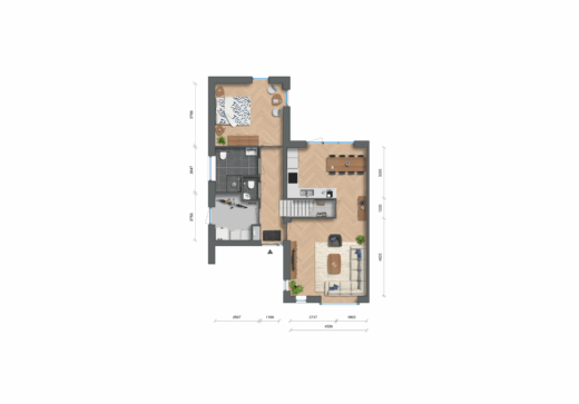 Begane grond - bnr 20 (gespiegeld) en 25 (getekend)